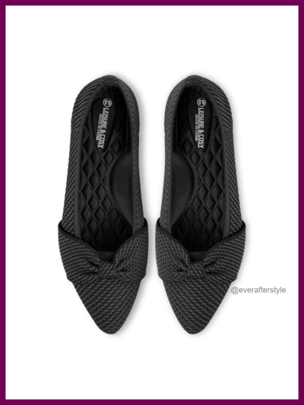 Pointed Toe Knit Ballet Flats with Bow Comfortable Slip On Shoes
